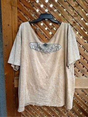 Harley-Davidson Beige/Tan Cut Off Short Sleeve 🏍️